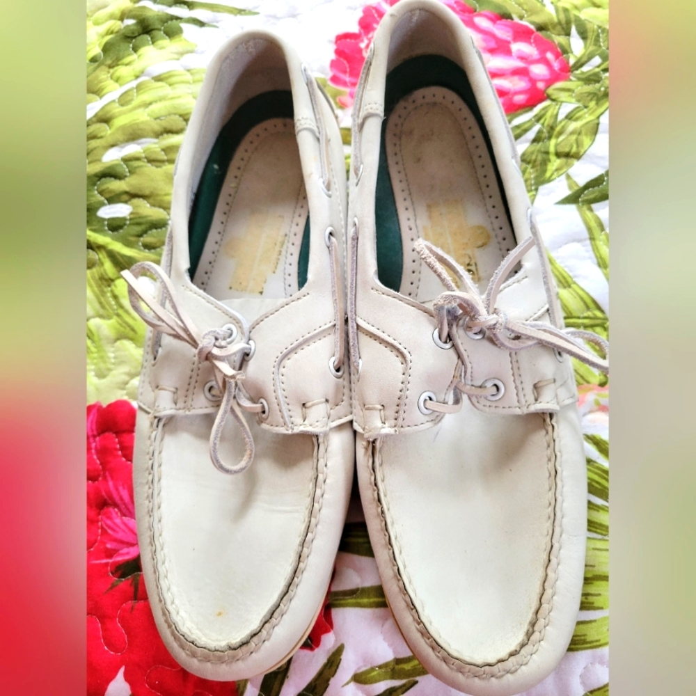 Sebago Men’s Boat Shoes in Off-White/Cream